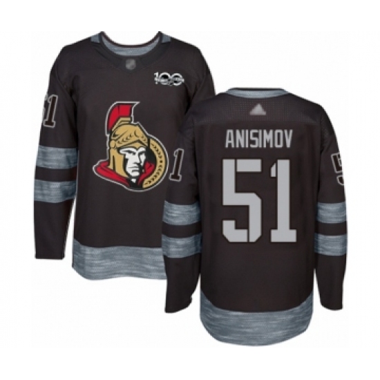 Men's Ottawa Senators 51 Artem Anisimov Authentic Black 1917-2017 100th Anniversary Hockey Jersey