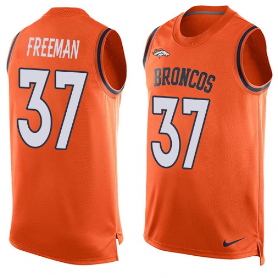 Men's Nike Denver Broncos 37 Royce Freeman Limited Orange Player Name & Number Tank Top NFL Jersey