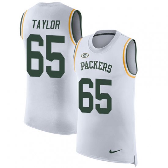 Men's Nike Green Bay Packers 65 Lane Taylor Limited White Rush Player Name & Number Tank Top NFL Jersey