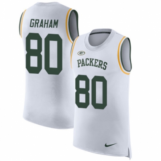 Men's Nike Green Bay Packers 80 Jimmy Graham White Rush Player Name & Number Tank Top NFL Jersey