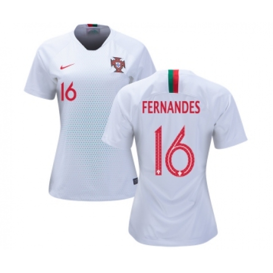 Women's Portugal 16 Fernandes Away Soccer Country Jersey