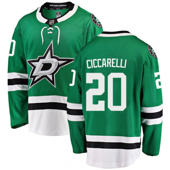 Youth Dallas Stars 20 Dino Ciccarelli Authentic Green Home Fanatics Branded Breakaway NHL Jersey