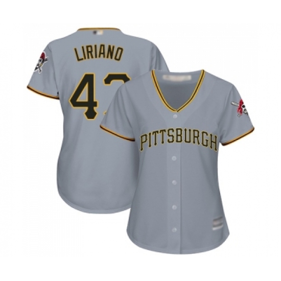 Women's Pittsburgh Pirates 47 Francisco Liriano Replica Grey Road Cool Base Baseball Jersey