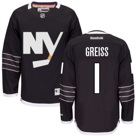 Men's Reebok New York Islanders 1 Thomas Greiss Authentic Black Third NHL Jersey