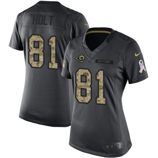 Women's Nike Los Angeles Rams 81 Torry Holt Limited Black 2016 Salute to Service NFL Jersey