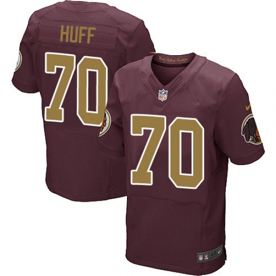 Men's Nike Washington Redskins 70 Sam Huff Elite Burgundy Red/Gold Number Alternate 80TH Anniversary NFL Jersey
