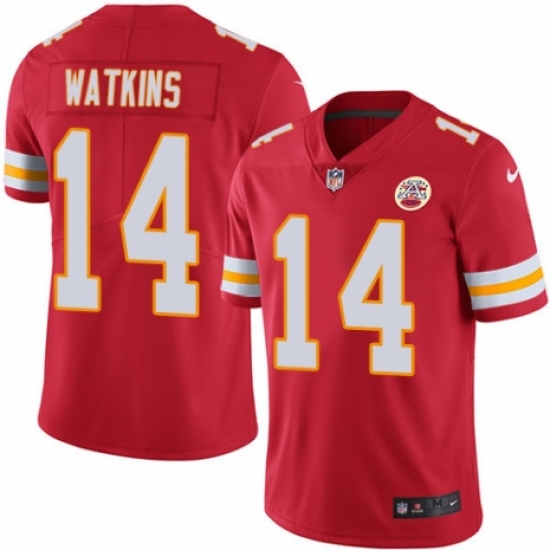 Men's Nike Kansas City Chiefs 14 Sammy Watkins Red Team Color Vapor Untouchable Limited Player NFL Jersey