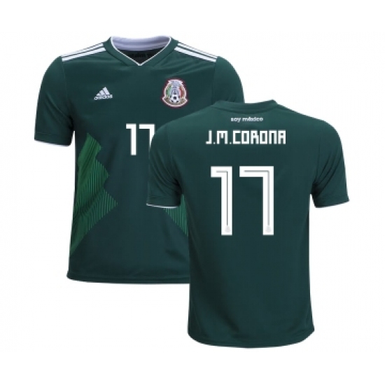 Mexico 17 J.M.Corona Home Kid Soccer Country Jersey