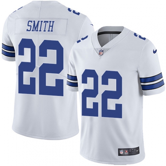 Men's Nike Dallas Cowboys 22 Emmitt Smith White Vapor Untouchable Limited Player NFL Jersey