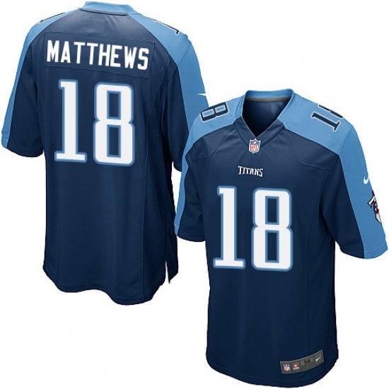 Men's Nike Tennessee Titans 18 Rishard Matthews Game Navy Blue Alternate NFL Jersey