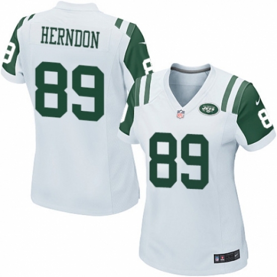 Women's Nike New York Jets 89 Chris Herndon Game White NFL Jersey