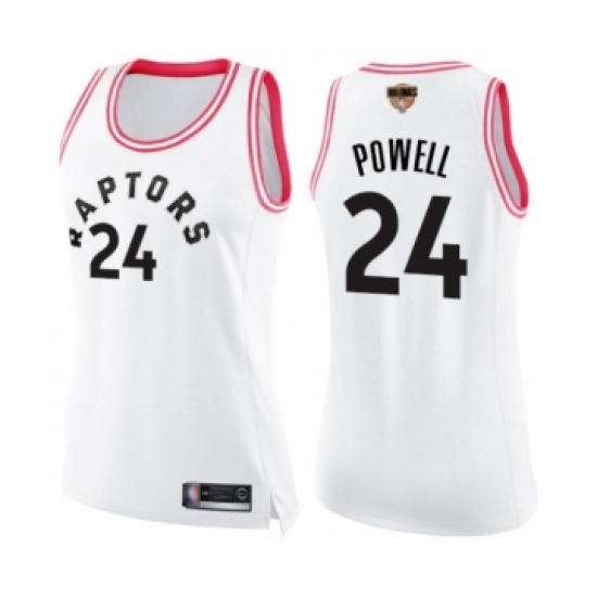 Women's Toronto Raptors 24 Norman Powell Swingman White Pink Fashion 2019 Basketball Finals Bound Jersey