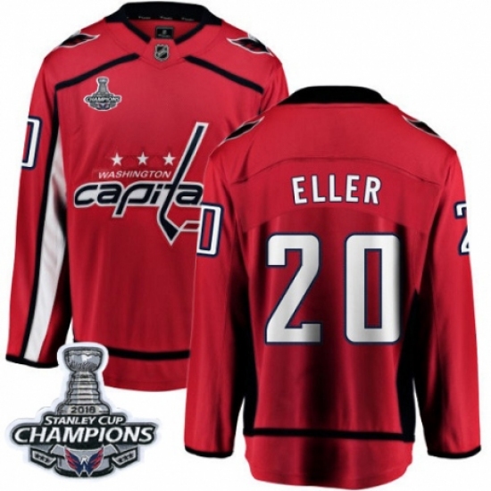 Youth Washington Capitals 20 Lars Eller Fanatics Branded Red Home Breakaway 2018 Stanley Cup Final Champions NHL Jersey