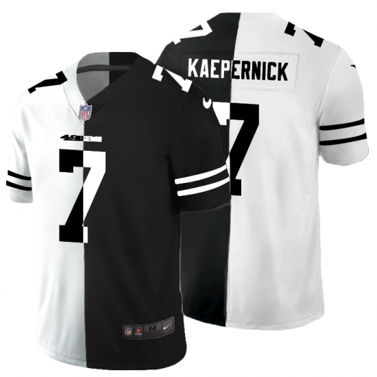 Men's San Francisco 49ers 7 Colin Kaepernick Black White Limited Split Fashion Football Jersey