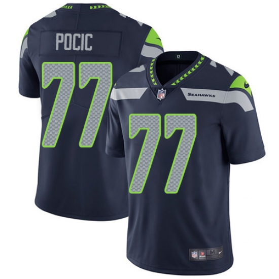 Youth Nike Seattle Seahawks 77 Ethan Pocic Navy Blue Team Color Vapor Untouchable Limited Player NFL Jersey
