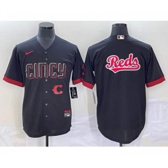 Men's Cincinnati Reds Big Logo Black 2023 City Connect Cool Base Stitched Jersey