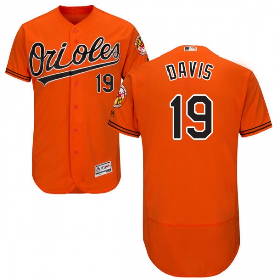 Men's Majestic Baltimore Orioles 19 Chris Davis Orange Alternate Flex Base Authentic Collection MLB Jersey