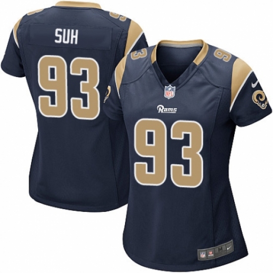 Women's Nike Los Angeles Rams 93 Ndamukong Suh Game Navy Blue Team Color NFL Jersey