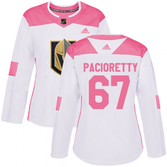 Women's Adidas Vegas Golden Knights 67 Max Pacioretty Authentic White Pink Fashion NHL Jersey
