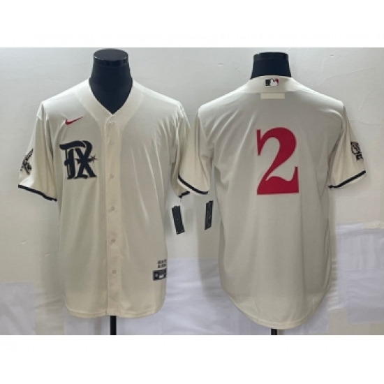 Men's Texas Rangers 2 Marcus Semien Cream 2023 City Connect Stitched Baseball Jersey