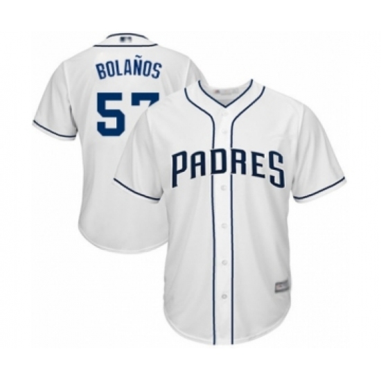 Youth San Diego Padres 57 Ronald Bolanos Authentic White Home Cool Base Baseball Player Jersey
