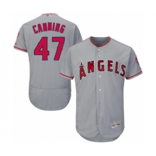 Men's Los Angeles Angels of Anaheim 47 Griffin Canning Grey Road Flex Base Authentic Collection Baseball Player Jersey