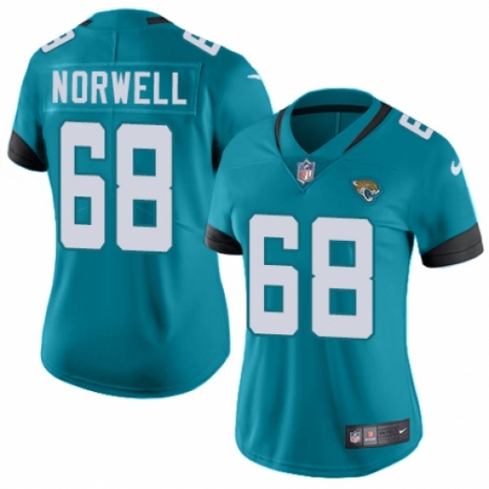 Women's Nike Jacksonville Jaguars 68 Andrew Norwell Black Alternate Vapor Untouchable Elite Player NFL Jersey
