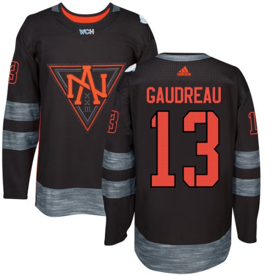 Youth Adidas Team North America 13 Johnny Gaudreau Authentic Black Away 2016 World Cup of Hockey Jersey
