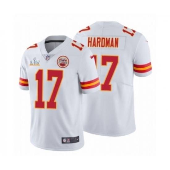 Men's Kansas City Chiefs 17 Mecole Hardman White 2021 Super Bowl LV Jersey
