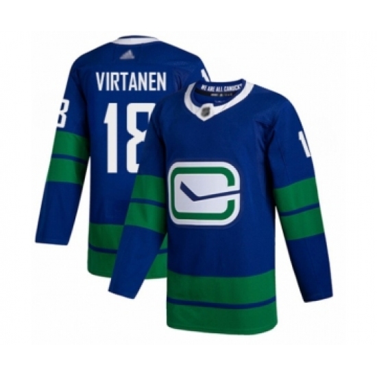 Men's Vancouver Canucks 18 Jake Virtanen Authentic Royal Blue Alternate Hockey Jersey