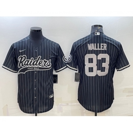 Men's Las Vegas Raiders 83 Darren Waller Black With Patch Cool Base Stitched Baseball Jersey