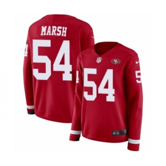 Women's Nike San Francisco 49ers 54 Cassius Marsh Limited Red Therma Long Sleeve NFL Jersey