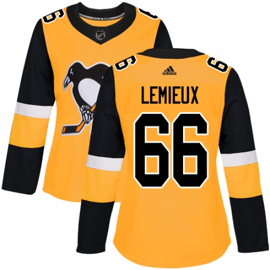 Women's Adidas Pittsburgh Penguins 66 Mario Lemieux Authentic Gold Alternate NHL Jersey