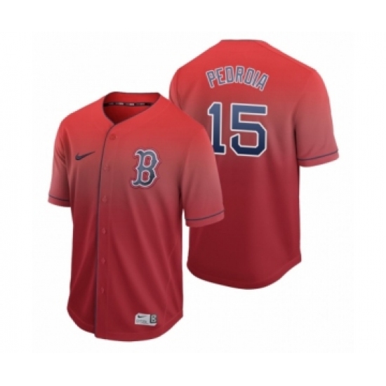 Men's Boston Red Sox 15 Dustin Pedroia Red Fade Nike Jersey