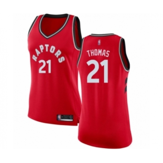 Women's Toronto Raptors 21 Matt Thomas Swingman Red Basketball Jersey - Icon Edition