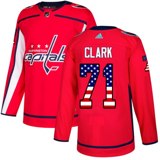 Youth Adidas Washington Capitals 71 Kody Clark Authentic Red USA Flag Fashion NHL Jersey