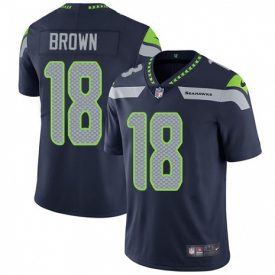 Youth Nike Seattle Seahawks 18 Jaron Brown Navy Blue Team Color Vapor Untouchable Limited Player NFL Jersey