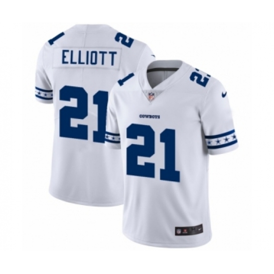 Men's Dallas Cowboys 21 Ezekiel Elliott White Team Logo Cool Edition Jersey
