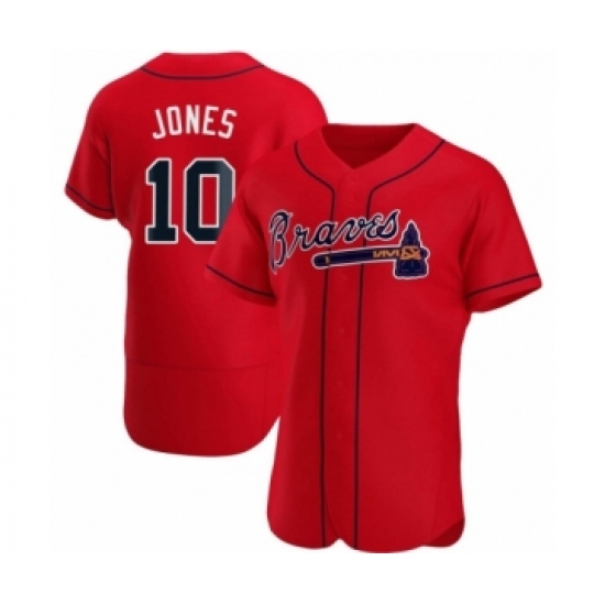 Men's Chipper Jones 10 Atlanta Braves Red Authentic Alternate Jersey