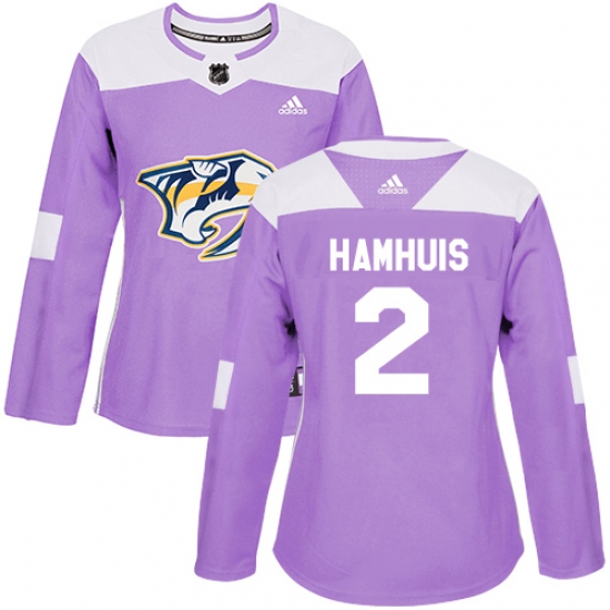 Women's Adidas Nashville Predators 2 Dan Hamhuis Authentic Purple Fights Cancer Practice NHL Jersey