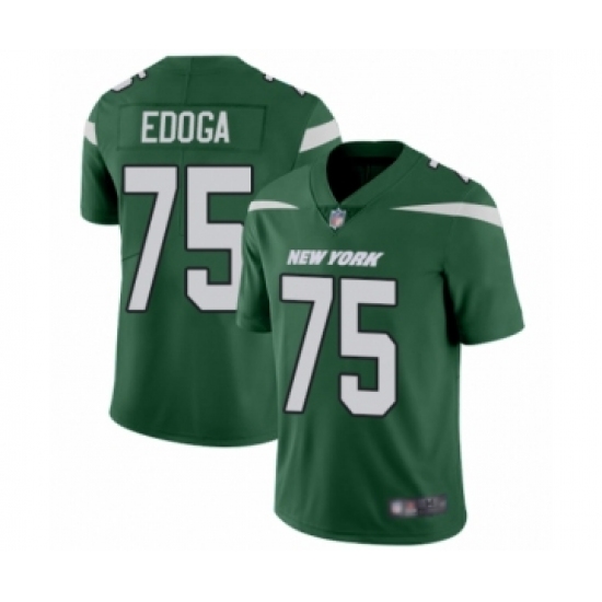 Youth New York Jets 75 Chuma Edoga Green Team Color Vapor Untouchable Limited Player Football Jersey