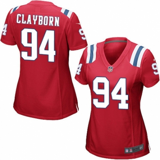 Women's Nike New England Patriots 94 Adrian Clayborn Game Red Alternate NFL Jersey