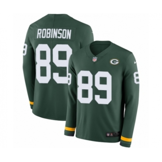 Men's Nike Green Bay Packers 89 Dave Robinson Limited Green Therma Long Sleeve NFL Jersey