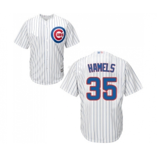 Men's Chicago Cubs 35 Cole Hamels Replica White Home Cool Base Baseball Jersey