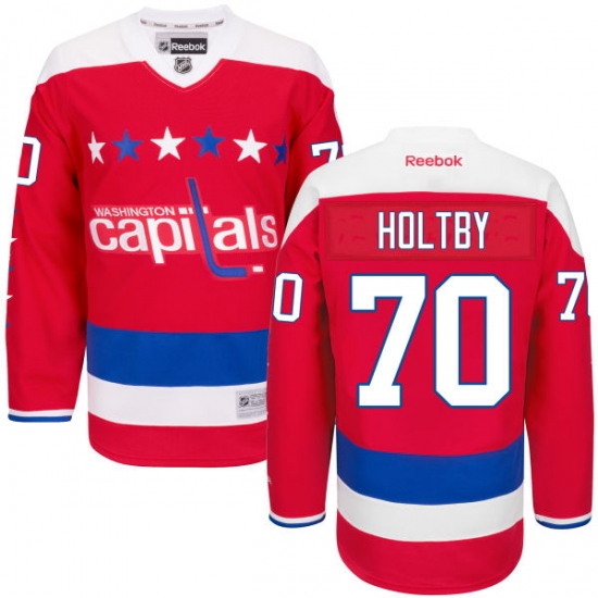 Youth Reebok Washington Capitals 70 Braden Holtby Authentic Red Third NHL Jersey