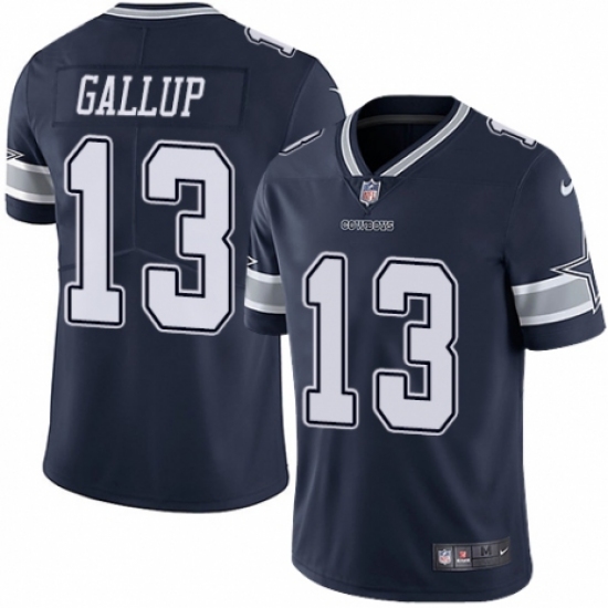 Men's Nike Dallas Cowboys 13 Michael Gallup Navy Blue Team Color Vapor Untouchable Limited Player NFL Jersey