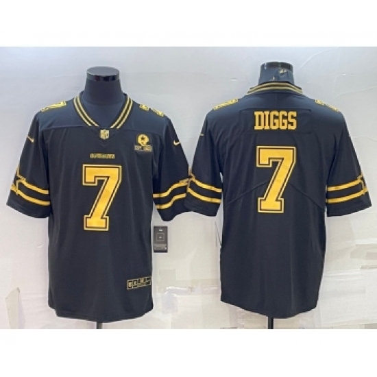 Men's Dallas Cowboys 7 Trevon Diggs Black Gold Edition With 1960 Patch Limited Stitched Football Jersey