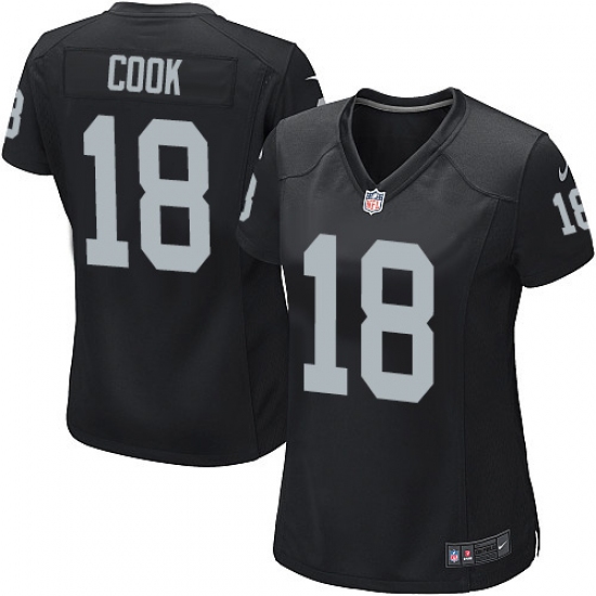 Women's Nike Oakland Raiders 18 Connor Cook Game Black Team Color NFL Jersey