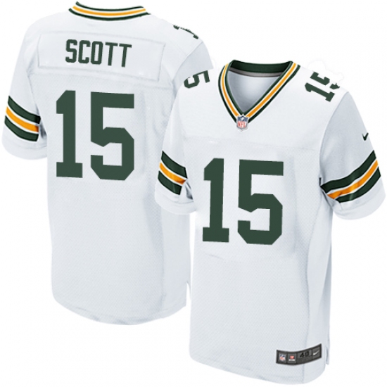Men's Nike Green Bay Packers 15 JK Scott Elite White NFL Jersey