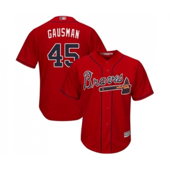 Men's Atlanta Braves 45 Kevin Gausman Replica Red Alternate Cool Base Baseball Jersey
